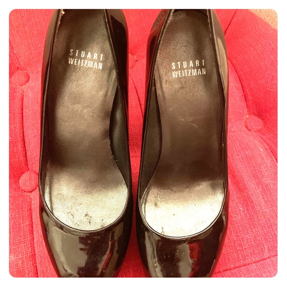 Stuart Weitzman Platform Black Heels Open Toe sz 7